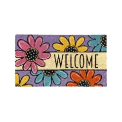 Evergreen Polka Dot Daisy Welcome Coir Mat