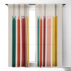 Showmemars Happy Letters In Retro Colors 50" X 84" Single Panel Room Darkening Window Curtain - Society 6