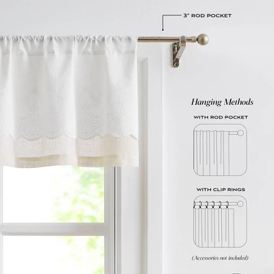 52"x18" Lush Decor Brigitte Embroidery Eyelet Scalloped Edge Valance Neutral Single 5 52"x18" Lush Decor Brigitte Embroidery Eyelet Scalloped Edge Valance Neutral Single - Image 3