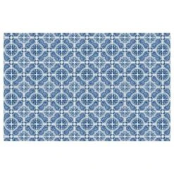 FlorArt French Quarter Low Profile Easy Clean Kitchen Mat Blue/White - Bungalow Flooring -Home Improvement Store GUEST fa3085ac 7579 45e9 a465 a3bb6c0f6066