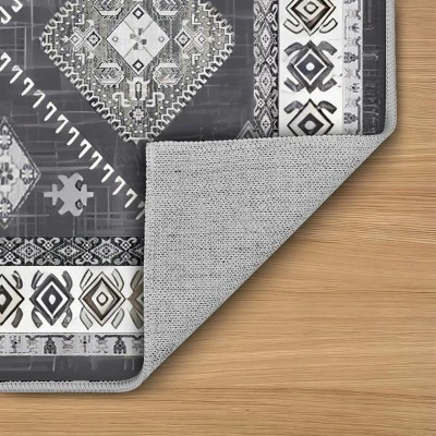 FURNIinspire Floor Mats 3 Piece Farmhouse Kitchen Rug Washable Area Rugs Non Skid Bohemian Mat For Hallway Entryway, Grey, 60"*20" 6 FURNIinspire Floor Mats 3 Piece Farmhouse Kitchen Rug Washable Area Rugs Non Skid Bohemian Mat For Hallway Entryway, Grey, 60"*20" - Image 4