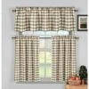 GoodGram Country Farmhouse Linen Gingham Checkered Plaid Cafe Kitchen Curtain Tier And Valance Set - 58 In. W X 36 In. L