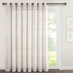 Home Boutique Farmhouse Textured Grommet Sheer Window Curtain Panel Beige Single 115x84