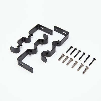 Kenney Wakefield 5/8" Standard Decorative Window Double Curtain Rod, 66-120", Black 3 Kenney Wakefield 5/8" Standard Decorative Window Double Curtain Rod, 66-120", Black