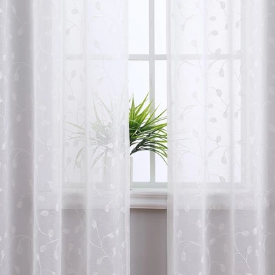 Trinity Embroidered Sheers Semi Curtains Transparent Drapes Window Treatments Grommet Top, 2 Panels 3 Trinity Embroidered Sheers Semi Curtains Transparent Drapes Window Treatments Grommet Top, 2 Panels