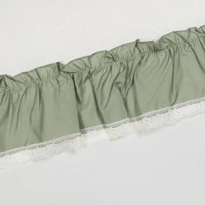 Ellis Curtain Madelyn Ruflled Victorian 1.5" Rod Pocket Swag For Windows Lace Edge 82" X 38" Sage 5 Ellis Curtain Madelyn Ruflled Victorian 1.5" Rod Pocket Swag For Windows Lace Edge 82" X 38" Sage - Image 3