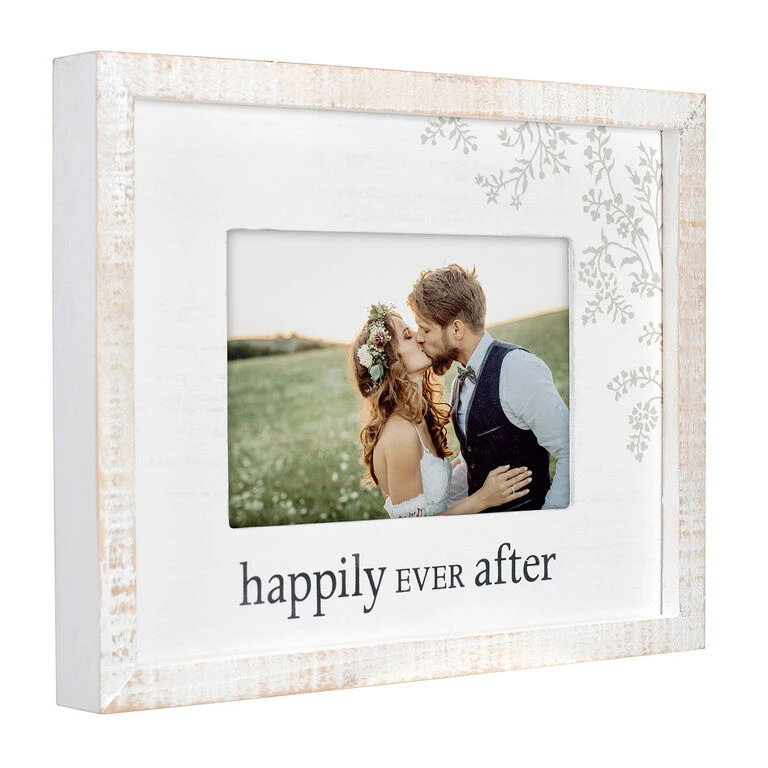 Malden Happily Ever After Rustic White Wood Picture Frame, 4x6 4 Malden Happily Ever After Rustic White Wood Picture Frame, 4x6 - Image 2