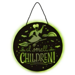 Hallmark Disney Hocus Pocus I Smell Children Porch Decor With Light -Home Improvement Store Hocus Pocus LightUp Metal Door Sign 1HGN1526 04