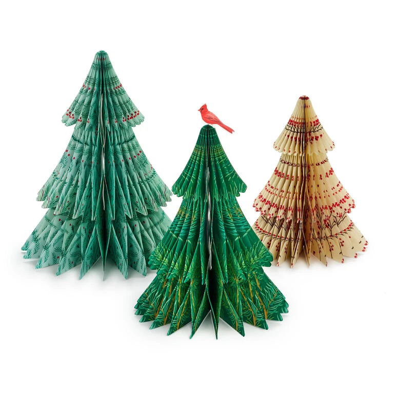 Hallmark Honeycomb Trees 3D Pop-Up Christmas Decorations, Set Of 3 3 Hallmark Honeycomb Trees 3D Pop-Up Christmas Decorations, Set Of 3