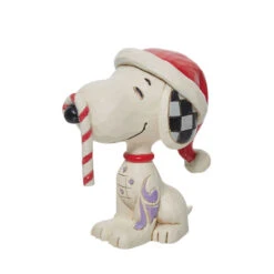 Enesco Jim Shore Peanuts Snoopy With Candy Cane Mini Figurine, 2.75"