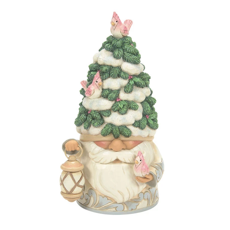 Enesco Jim Shore White Woodland Gnome With Evergreen Tree Hat Figurine, 7.09" 3 Enesco Jim Shore White Woodland Gnome With Evergreen Tree Hat Figurine, 7.09"