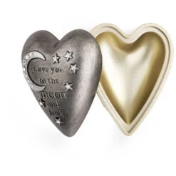 Love You To The Moon Art Heart Trinket Box, 3.5" -Home Improvement Store Love You to the Moon HeartShaped Trinket Box 1003480346 03