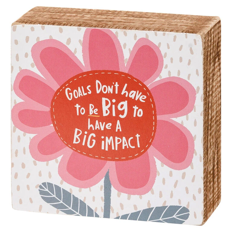 Primitives By Kathy Pink Flowers Goals Block Sign And Socks, Set Of 2 4 Primitives By Kathy Pink Flowers Goals Block Sign And Socks, Set Of 2 - Image 2