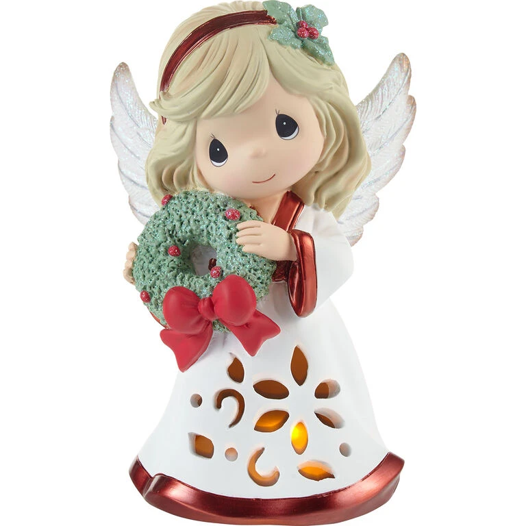 Precious Moments Wreathed In Christmas Glory Light-Up Musical Angel Figurine, 6" 3 Precious Moments Wreathed In Christmas Glory Light-Up Musical Angel Figurine, 6"
