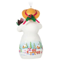Hallmark Snowtop Lodge Terran S. Gardner Porcelain Ornament -Home Improvement Store Snowman with Flower Pot Keepsake Ornament 2299QXR8119 06